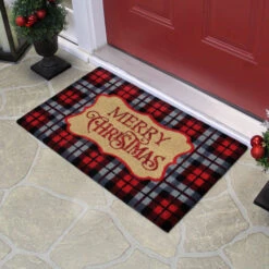 Northlight Red And Black Plaid "Merry Christmas" Rectangular Doormat 18" X 30" -Chic Christmas Decoration northlight20fw28330 styled 89423.1642205486
