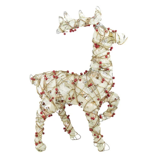 Northlight 28" Red And Beige Standing Burlap With Berry Reindeer Outdoor Christmas Decor 2 Northlight 28" Red And Beige Standing Burlap With Berry Reindeer Outdoor Christmas Decor - Image 2