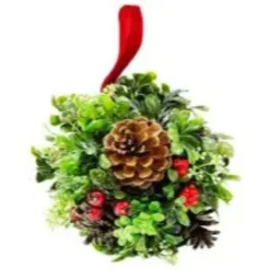 Northlight 7" Green And Red Glittered Berry With Pine Cone Christmas Topiary Ball Ornament -Chic Christmas Decoration northlight20kji85824 03 65840.1599786789