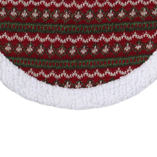 Northlight 20" Red And Green Lodge Knitted Mini Christmas Tree Skirt With High Pile Fleece Trim 3 Northlight 20" Red And Green Lodge Knitted Mini Christmas Tree Skirt With High Pile Fleece Trim - Image 3