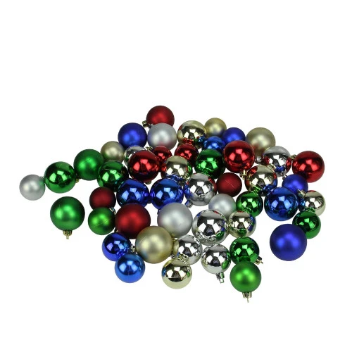 Northlight 50ct Traditional Multi Shatterproof 2-Finish Christmas Ball Ornaments 2" (50mm) 1 Northlight 50ct Traditional Multi Shatterproof 2-Finish Christmas Ball Ornaments 2" (50mm)