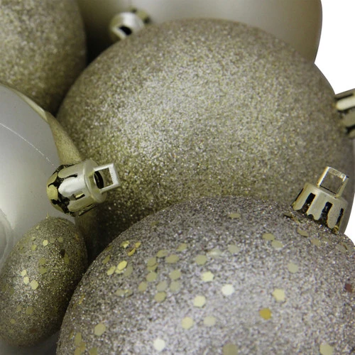 Northlight 12ct Champagne Gold Shatterproof 4-Finish Christmas Ball Ornaments 4" 2 Northlight 12ct Champagne Gold Shatterproof 4-Finish Christmas Ball Ornaments 4" - Image 2