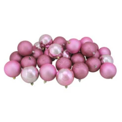 Northlight 32ct Bubblegum Pink Shatterproof 4-Finish Christmas Ball Ornaments 3.25" (80mm) -Chic Christmas Decoration northlight20lj35291updatednew 01086.1665611927