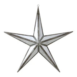 Northlight 11" White And Silver Mirrored 5-Point Star Christmas Ornament