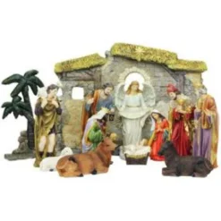 Northlight 13-Piece Gray Traditional Religious Christmas Nativity Figurine With Stable 23.25" -Chic Christmas Decoration northlight20qr58458 03 93414.1599873110