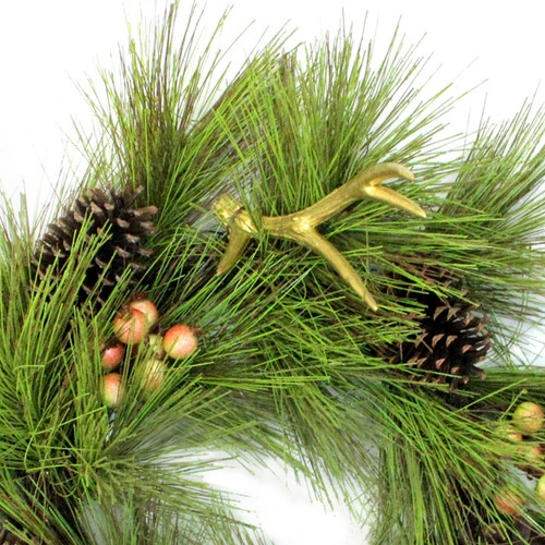 Northlight Pine Needles With Cones And Antlers Spring Floral Wreath - 30-Inch, Unlit 2 Northlight Pine Needles With Cones And Antlers Spring Floral Wreath - 30-Inch, Unlit - Image 2