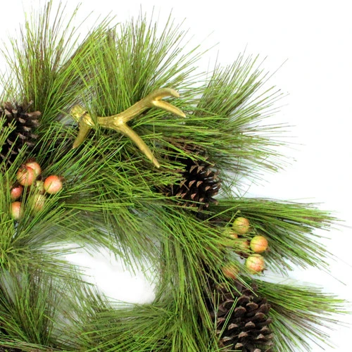 Northlight Pine Needles With Cones And Antlers Spring Floral Wreath - 30-Inch, Unlit 3 Northlight Pine Needles With Cones And Antlers Spring Floral Wreath - 30-Inch, Unlit - Image 3
