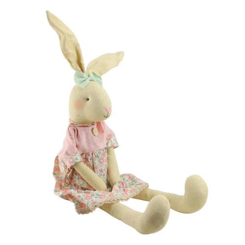 Northlight 20" Sitting Linen Pink Floral Easter Bunny Rabbit Spring Figure 1 Northlight 20" Sitting Linen Pink Floral Easter Bunny Rabbit Spring Figure