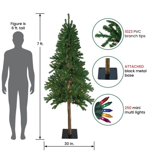 Northlight 7' Pre-Lit Alpine Artificial Christmas Tree - Multi Lights 2 Northlight 7' Pre-Lit Alpine Artificial Christmas Tree - Multi Lights - Image 2