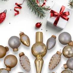 Northlight 15ct Gold 2-Finish Glass Christmas Tree Topper And Ornament Set 5.5" -Chic Christmas Decoration northlight20wy27599b 60018.1637152148