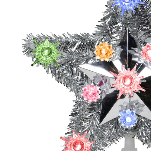 Northlight 9" Lighted Silver Star Christmas Tree Topper - Multicolor Lights 3 Northlight 9" Lighted Silver Star Christmas Tree Topper - Multicolor Lights - Image 3