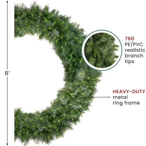 Northlight Ashcroft Cashmere Pine Artificial Christmas Wreath - 72-Inch, Unlit 2 Northlight Ashcroft Cashmere Pine Artificial Christmas Wreath - 72-Inch, Unlit - Image 2