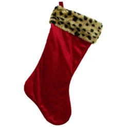 Northlight 20" Red And Black Leopard Cuff Christmas Stocking