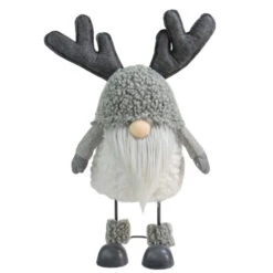 Northlight 15" Grey Bouncy Gnome With Antlers Tabletop Christmas Decoration