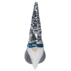 Northlight 13.5" Gray Standing Christmas Gnome Decoration With Blue Flip Sequin Hat -Chic Christmas Decoration northlight am87033 5 20382.1599700431