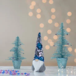 Northlight 13.5" Gray Standing Christmas Gnome Decoration With Blue Flip Sequin Hat -Chic Christmas Decoration northlight am87033 8 15606.1599700431