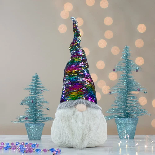Northlight 24" Gnome With Rainbow And Silver Flip Sequin Hat Christmas Decoration 2 Northlight 24" Gnome With Rainbow And Silver Flip Sequin Hat Christmas Decoration - Image 2