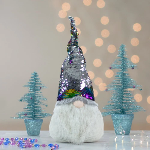 Northlight 24" Gnome With Rainbow And Silver Flip Sequin Hat Christmas Decoration 3 Northlight 24" Gnome With Rainbow And Silver Flip Sequin Hat Christmas Decoration - Image 3