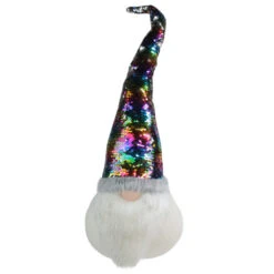 Northlight 24" Gnome With Rainbow And Silver Flip Sequin Hat Christmas Decoration