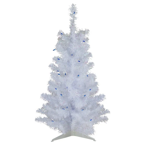 Northlight 3' Pre-Lit White Pine Slim Artificial Christmas Tree - Blue Lights 1 Northlight 3' Pre-Lit White Pine Slim Artificial Christmas Tree - Blue Lights