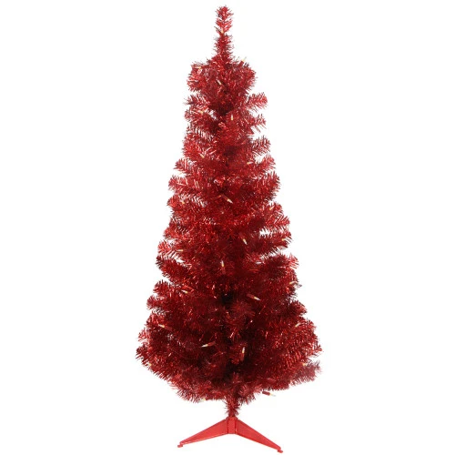 Northlight 4' Pre-Lit Slim Red Artificial Christmas Tree - Clear Lights 4 Northlight 4' Pre-Lit Slim Red Artificial Christmas Tree - Clear Lights - Image 4