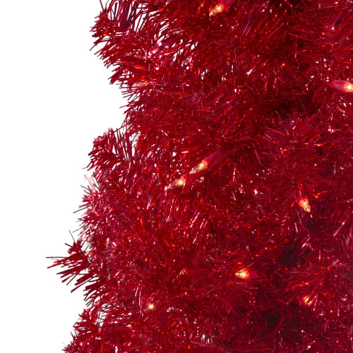 Northlight 4' Pre-Lit Slim Red Artificial Christmas Tree - Clear Lights 2 Northlight 4' Pre-Lit Slim Red Artificial Christmas Tree - Clear Lights - Image 2