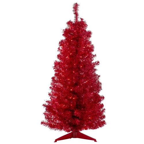 Northlight 4' Pre-Lit Slim Red Artificial Christmas Tree - Clear Lights 1 Northlight 4' Pre-Lit Slim Red Artificial Christmas Tree - Clear Lights
