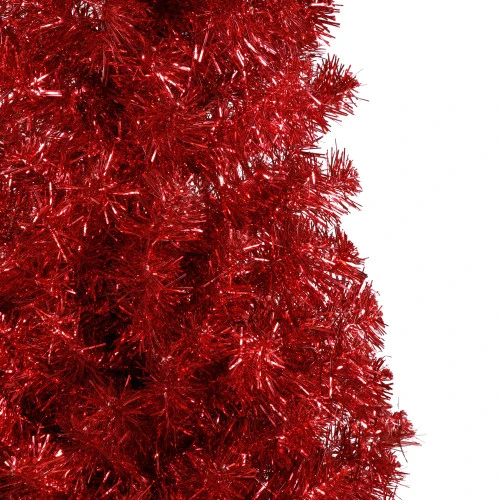 Northlight 6' Pencil Red Tinsel Artificial Christmas Tree - Unlit 3 Northlight 6' Pencil Red Tinsel Artificial Christmas Tree - Unlit - Image 3