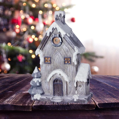 Northlight 19" Gray And Brown LED Lighted Rustic House Christmas Decoration 2 Northlight 19" Gray And Brown LED Lighted Rustic House Christmas Decoration - Image 2