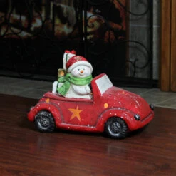 Northlight Pre-Lit LED Joyful Snowman Driving A Red Beetle Star Car Tabletop Decor -Chic Christmas Decoration northlight cb18805 styled 93925.1587644957