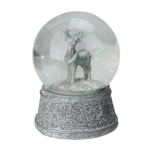 Northlight 5.5" Silver Glittered Reindeer Christmas Snow Globe 2 Northlight 5.5" Silver Glittered Reindeer Christmas Snow Globe - Image 2