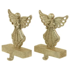 Northlight Set Of 2 Gold Angel Glittered Christmas Stocking Holders 5.5" -Chic Christmas Decoration northlight dw15138 3new 40397.1662805506