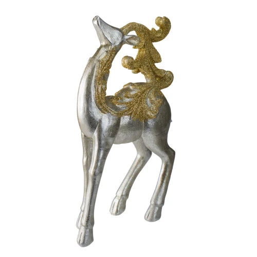 Northlight 12" Silver And Gold Glitter Christmas TableTop Reindeer Figure 3 Northlight 12" Silver And Gold Glitter Christmas TableTop Reindeer Figure - Image 3