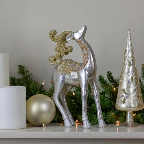 Northlight 12" Silver And Gold Glitter Christmas TableTop Reindeer Figure 4 Northlight 12" Silver And Gold Glitter Christmas TableTop Reindeer Figure - Image 4