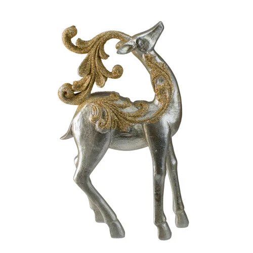 Northlight 12" Silver And Gold Glitter Christmas TableTop Reindeer Figure 1 Northlight 12" Silver And Gold Glitter Christmas TableTop Reindeer Figure