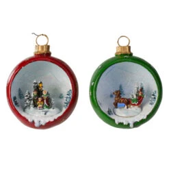 Northlight Set Of 2 LED Lighted Winter Scene Christmas Ornament Decorations 5.75"