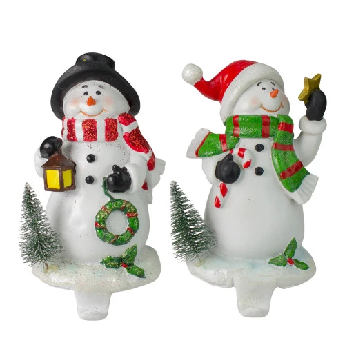 Northlight Set Of 2 Glittered Snowman Christmas Stocking Holders 5.75" 1 Northlight Set Of 2 Glittered Snowman Christmas Stocking Holders 5.75"