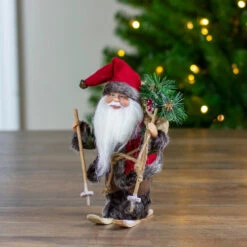 Northlight 9" Brown And Red Skiing Santa Claus With Gift Bag Christmas Figurine -Chic Christmas Decoration northlight e76604 5 08394.1588415426