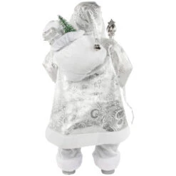 Northlight 24" Silver And White Santa Claus With Staff And Gift Bag Christmas Figure -Chic Christmas Decoration northlight e85381 4new 59133.1670873843