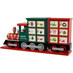 Northlight 16.5" Locomotive Train Wooden Christmas Advent Calendar -Chic Christmas Decoration northlight f03799 03 02390.1694101354