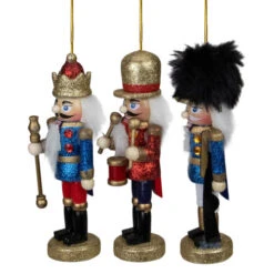 Northlight Set Of 3 Glittery Nutcracker King, Soldier And Drummer Ornaments 5.25" -Chic Christmas Decoration northlight f86006 2 41733.1665346762