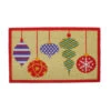 Northlight Brightly Colored Mixed Christmas Ornaments Doormat With Red Border 30" X 18"