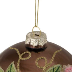 Northlight 2-Finish Brown And Pink Floral Applique Glass Christmas Ball Ornament 5" (125mm) -Chic Christmas Decoration northlight gb26171 1 updated 46090.1588355952