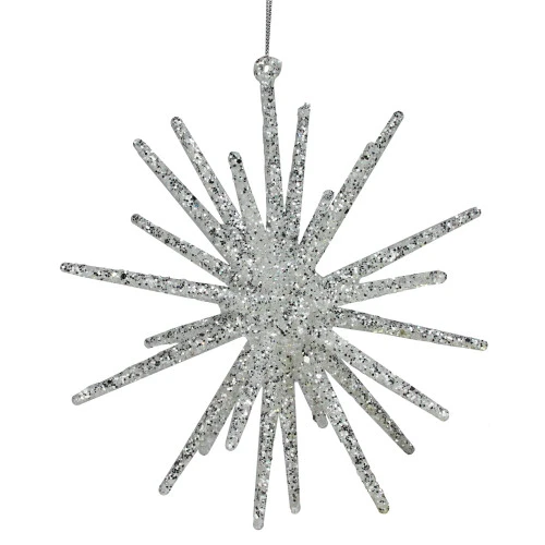 Northlight 8.25” Silver Glittered Starburst Christmas Ornament 1 Northlight 8.25” Silver Glittered Starburst Christmas Ornament