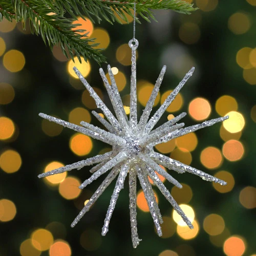 Northlight 8.25” Silver Glittered Starburst Christmas Ornament 2 Northlight 8.25” Silver Glittered Starburst Christmas Ornament - Image 2