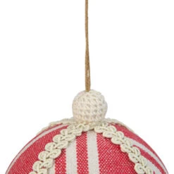Northlight 4.75" Red And White Striped Ball Christmas Ornament With Rope Accent -Chic Christmas Decoration northlight gb28219 2 99683.1588396516
