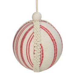 Northlight 4.75" White And Red Striped Ball Christmas Ornament With Rope Accent -Chic Christmas Decoration northlight gb28221 1 66855.1588351361