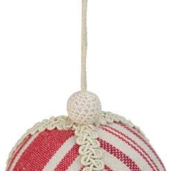 Northlight 4.75" White And Red Striped Ball Christmas Ornament With Rope Accent -Chic Christmas Decoration northlight gb28221 2 88456.1588351362
