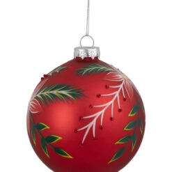 Northlight 4" Red Poinsettia And Holly Glass Christmas Ball Ornament -Chic Christmas Decoration northlight gb926191 sample 3 86684.1667029517