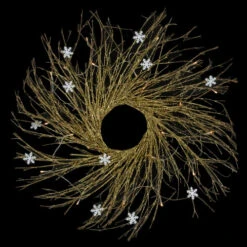 Northlight 28" Pre-lit Gold Glittered Artificial Twig Christmas Wreath, Warm White LED Lights -Chic Christmas Decoration northlight h36276 on20black 48424.1681212834